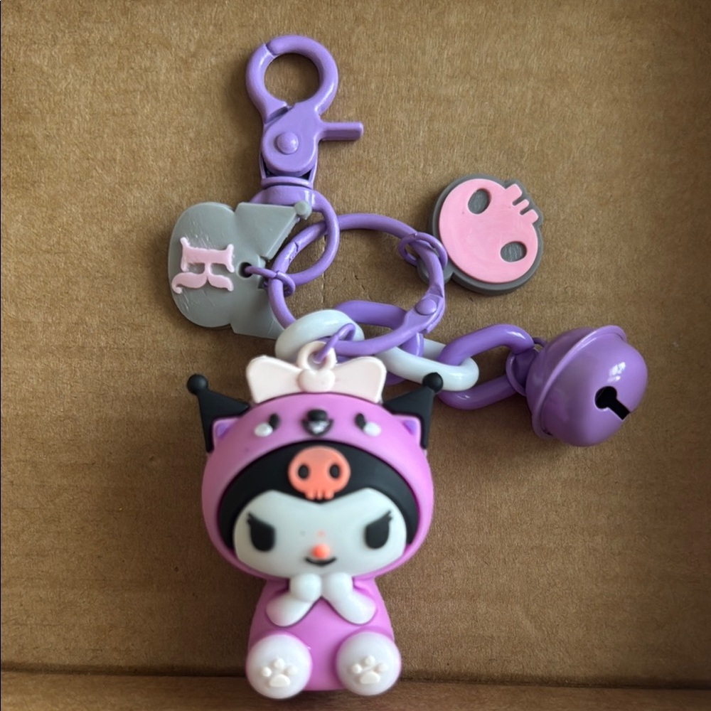 Purple Sanrio Hello Kitty Kuromi Keychain Bag Charm in purple